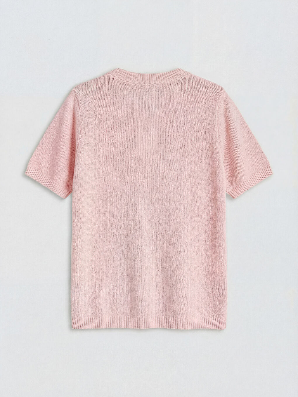 Pembe Bisiklet Yaka Kadın Triko Hırka-1