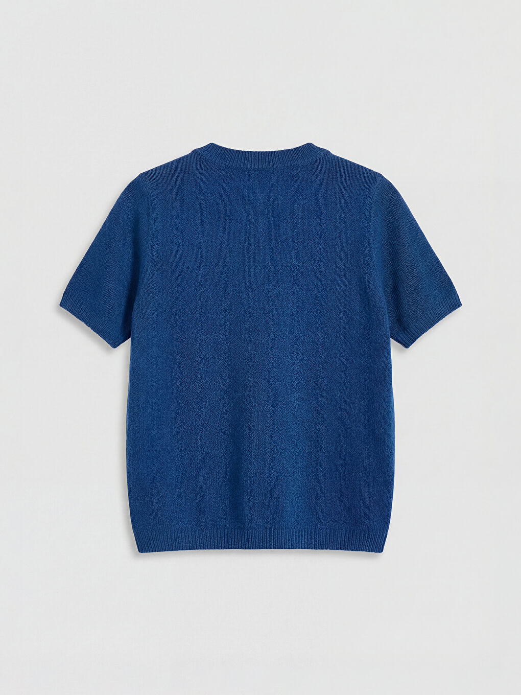 Mavi Kısa Kollu Bisiklet Yaka Kadın Triko Hırka-1