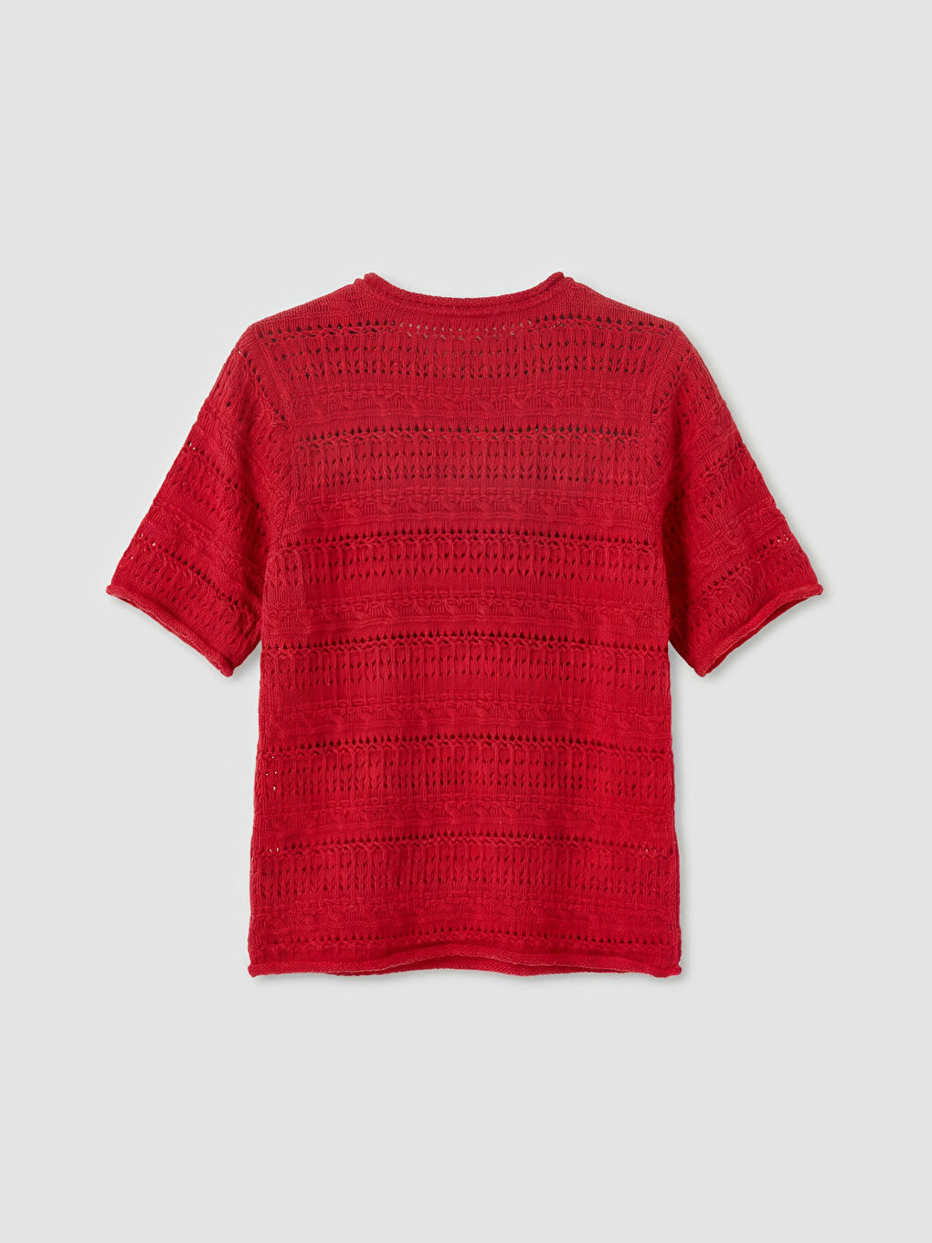 Kırmızı Bisiklet Yaka Ajurlu Kadın Triko Kazak-3