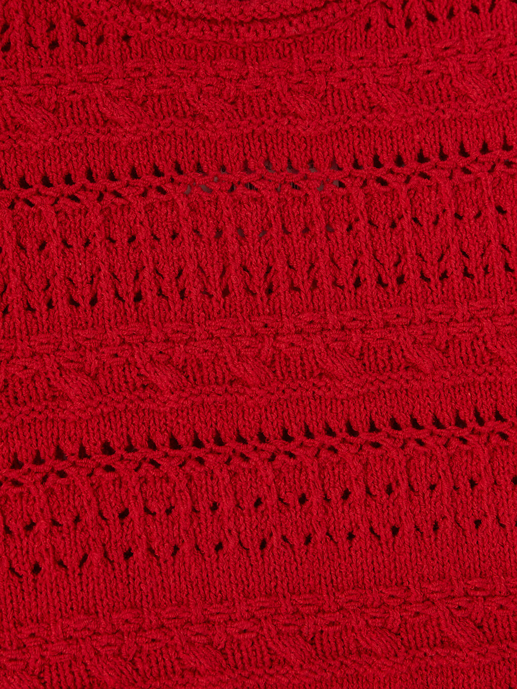 Kırmızı Bisiklet Yaka Ajurlu Kadın Triko Kazak-4