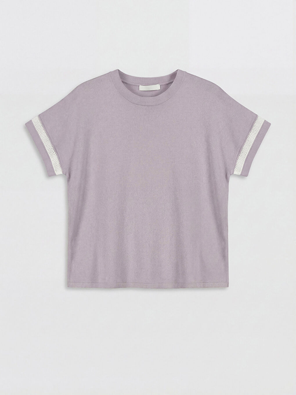 Lila Bisiklet Yaka Ajurlu Kadın Triko Kazak