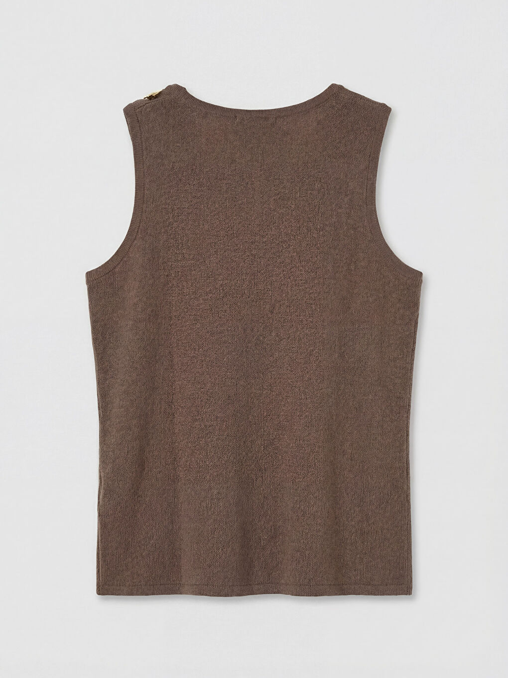 Kahverengi Bisiklet Yaka Büzgülü Kadın Triko Atlet-1