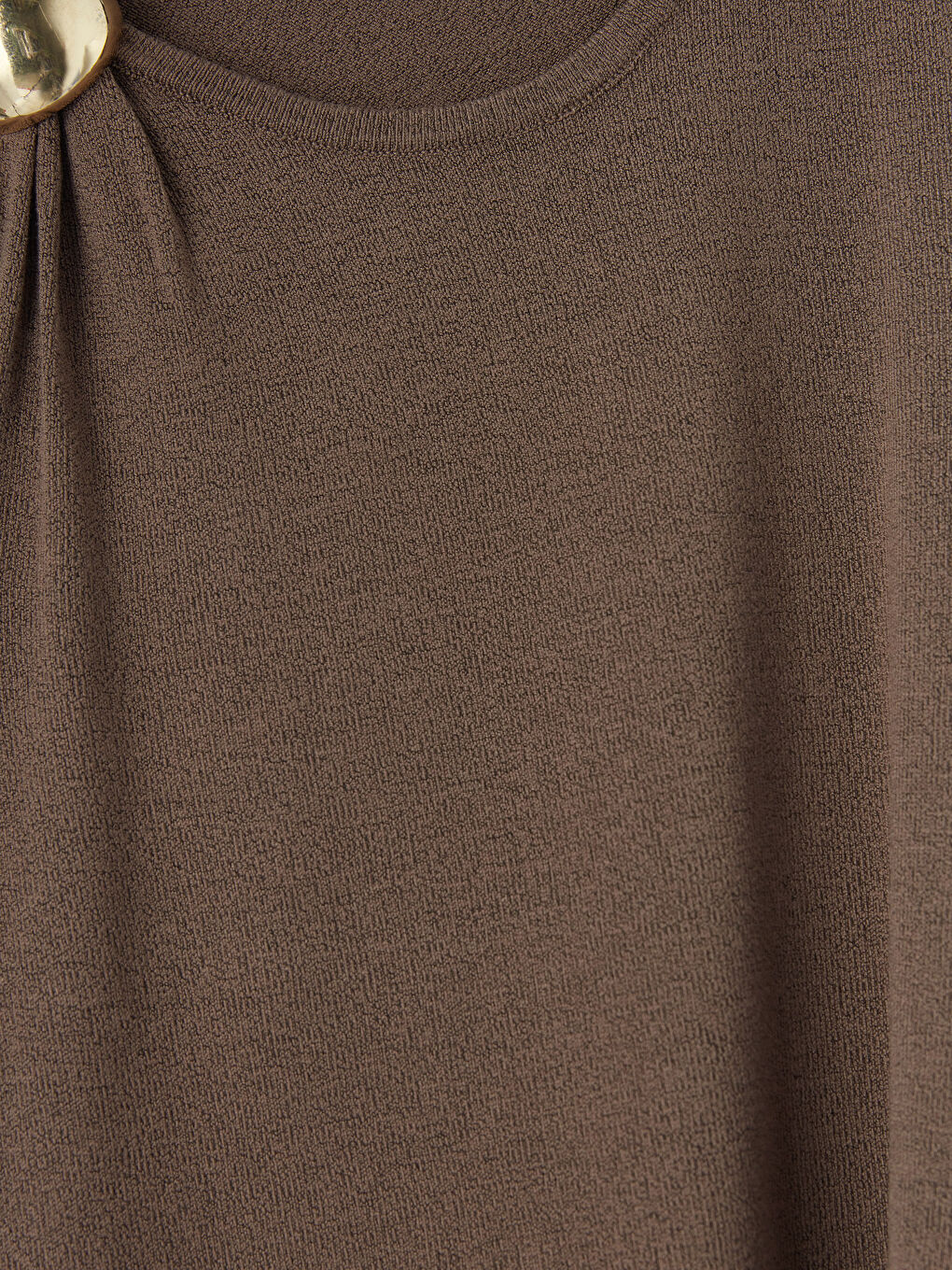 Kahverengi Bisiklet Yaka Büzgülü Kadın Triko Atlet-2