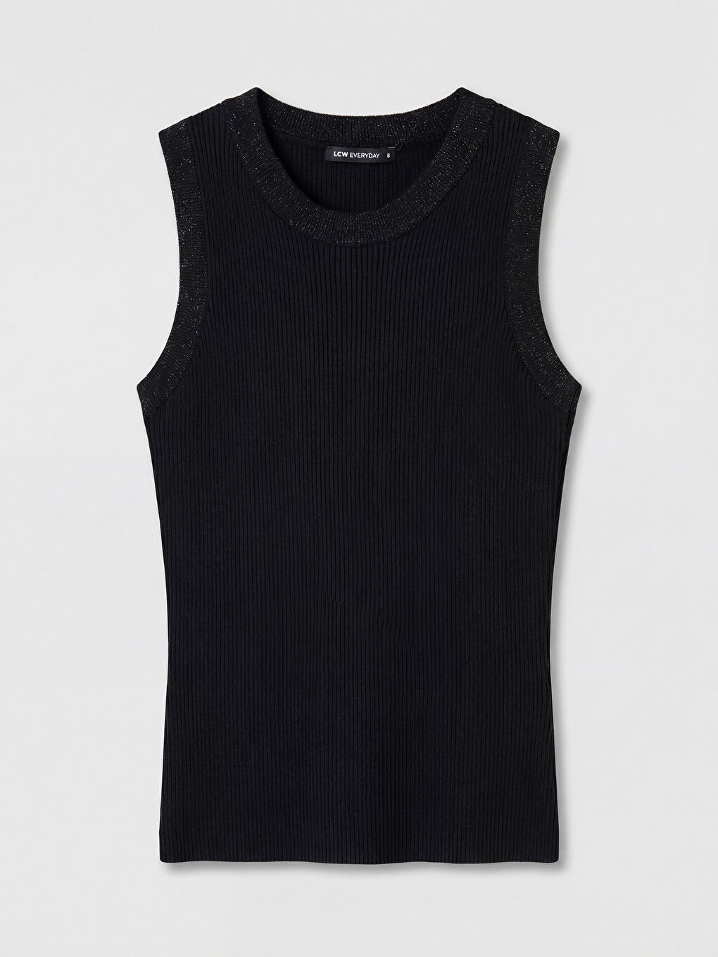 Siyah Bisiklet Yaka Fitilli Kadın Triko Kazak-3