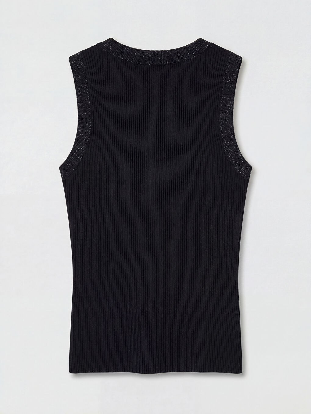 Siyah Bisiklet Yaka Fitilli Kadın Triko Kazak-4