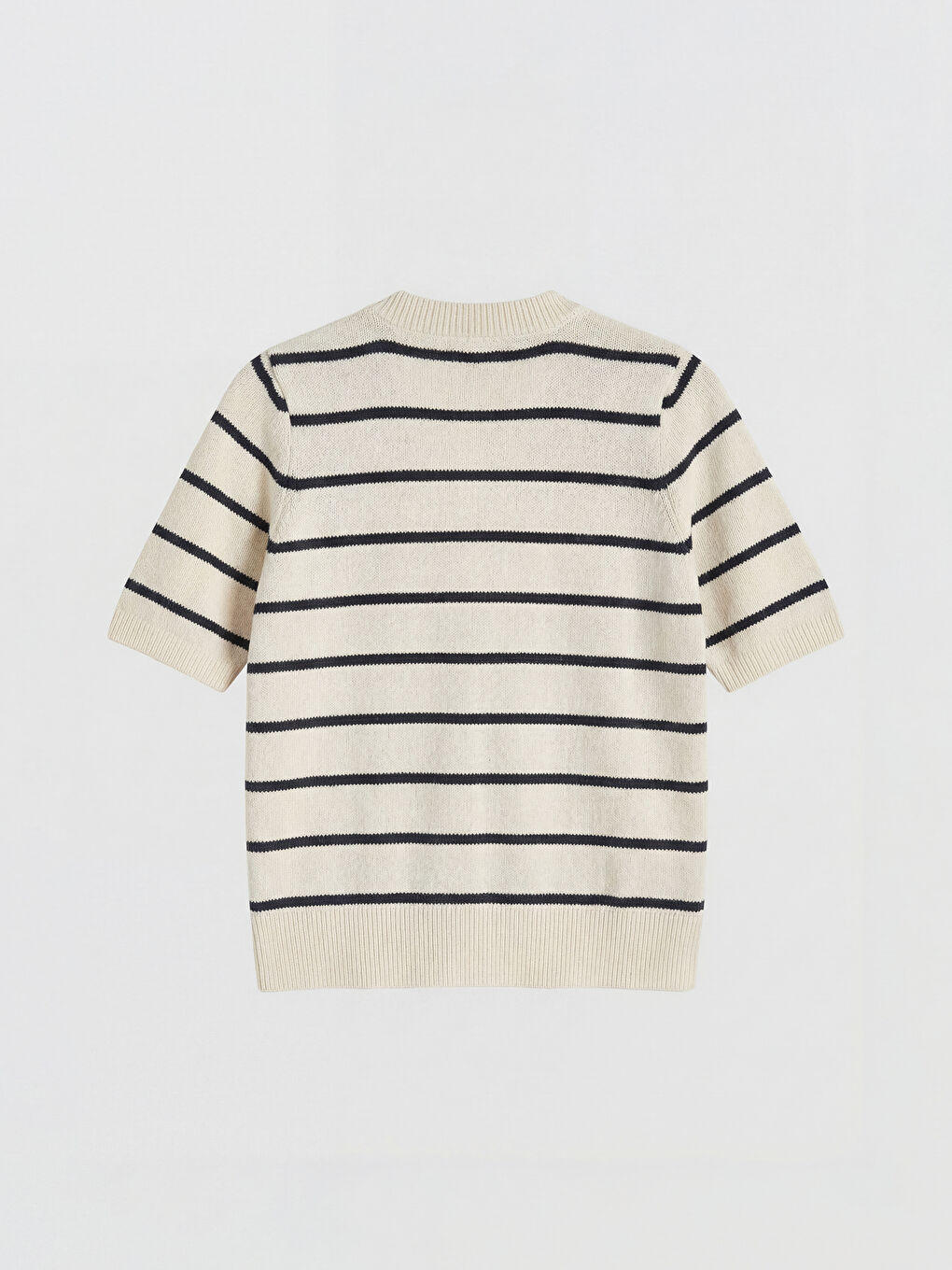 Ekru Bisiklet Yaka Çizgili Kadın Triko Hırka-5