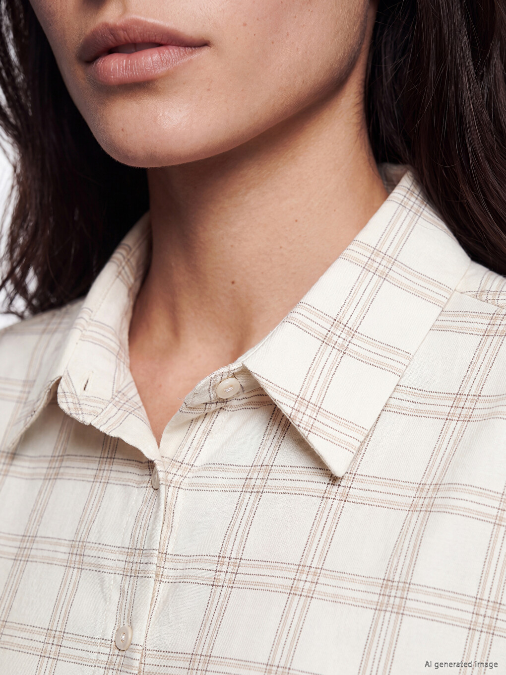 Plaid Oversize Poplin Women's Shirt-3