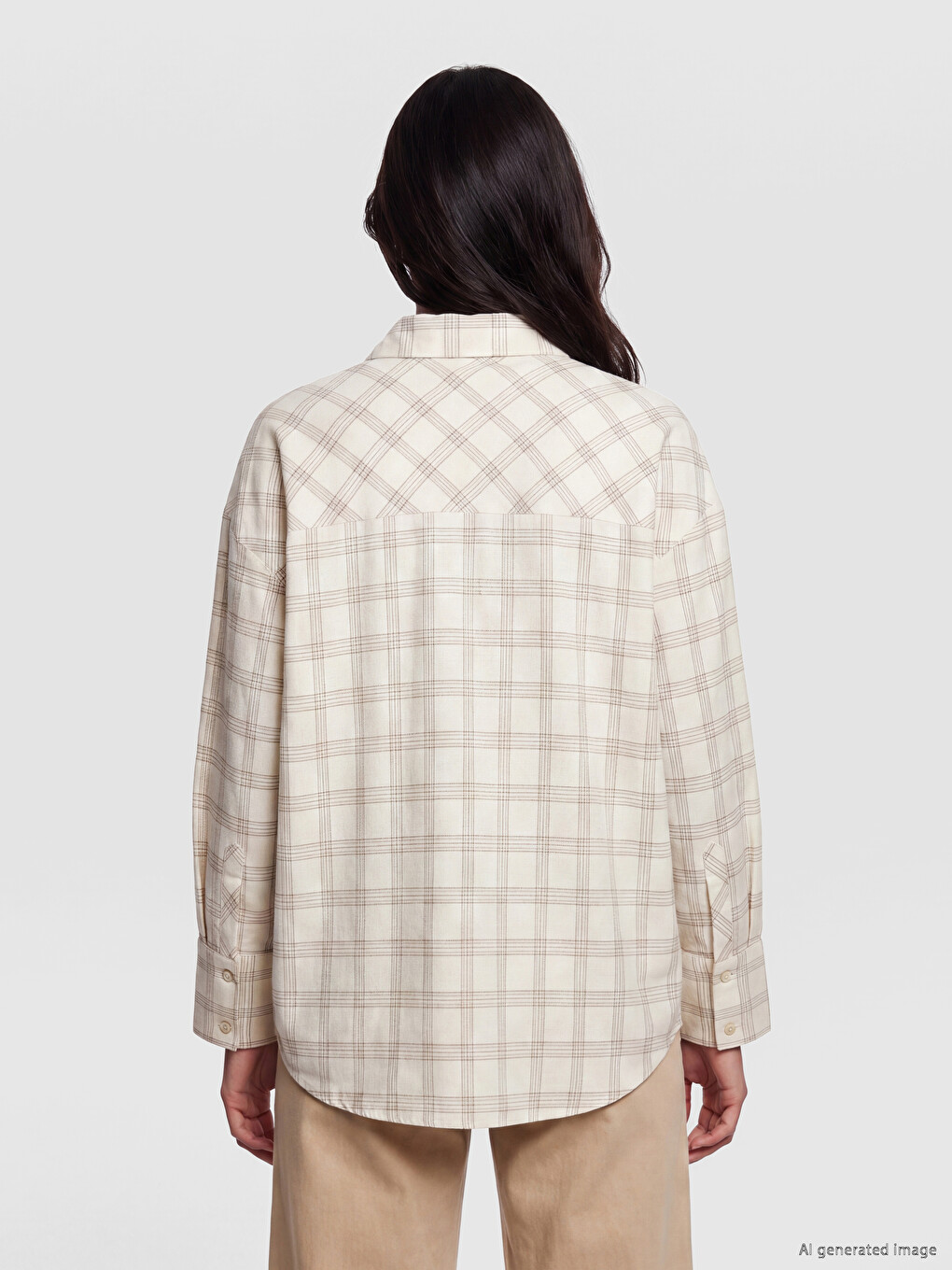 Plaid Oversize Poplin Women's Shirt-4