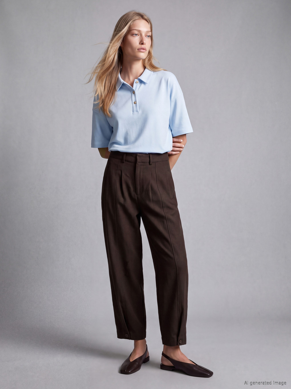Loose Fit Women's Pleated Fabric Trousers