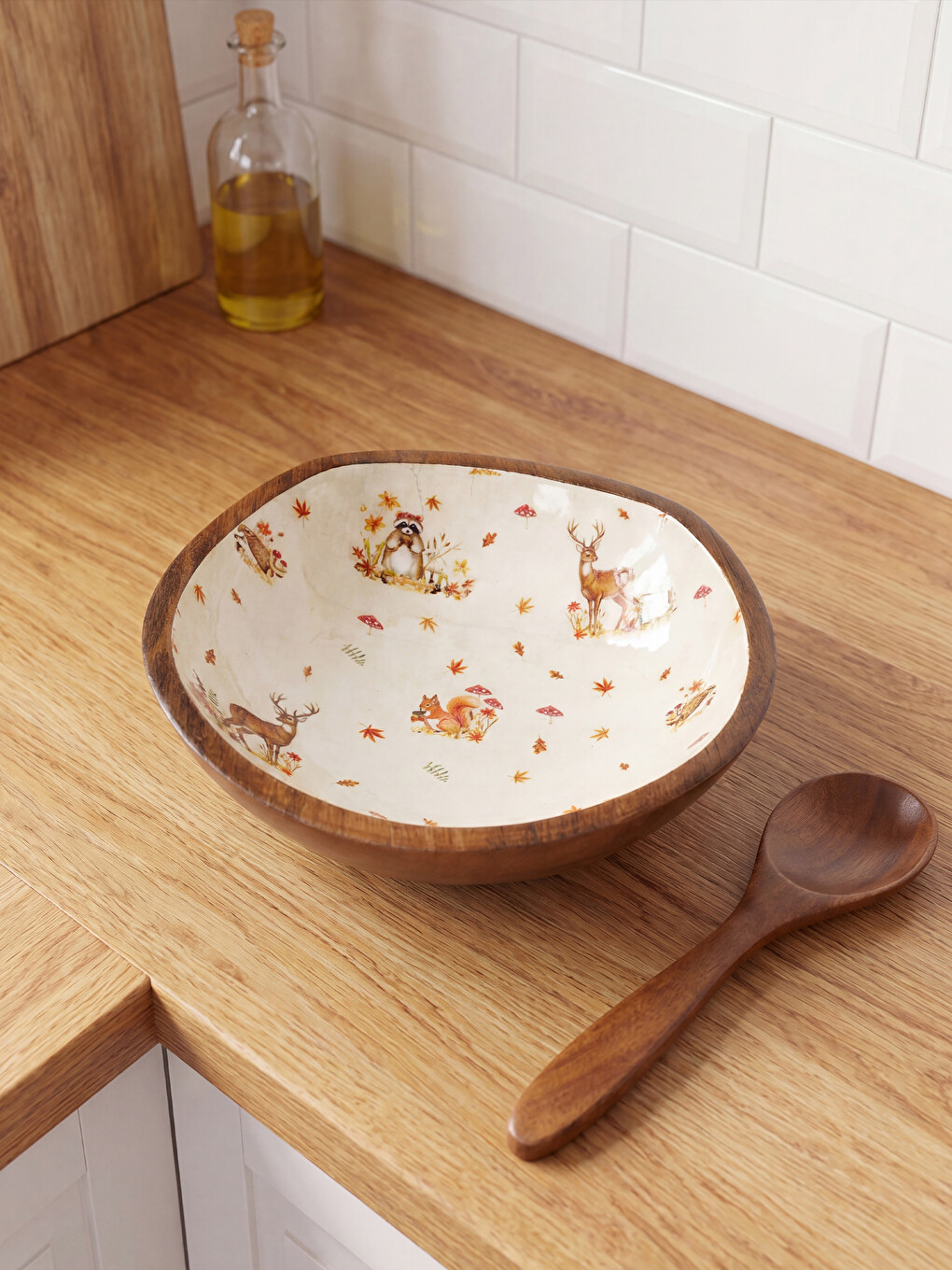 Karışık Ahşap Salata Kasesi