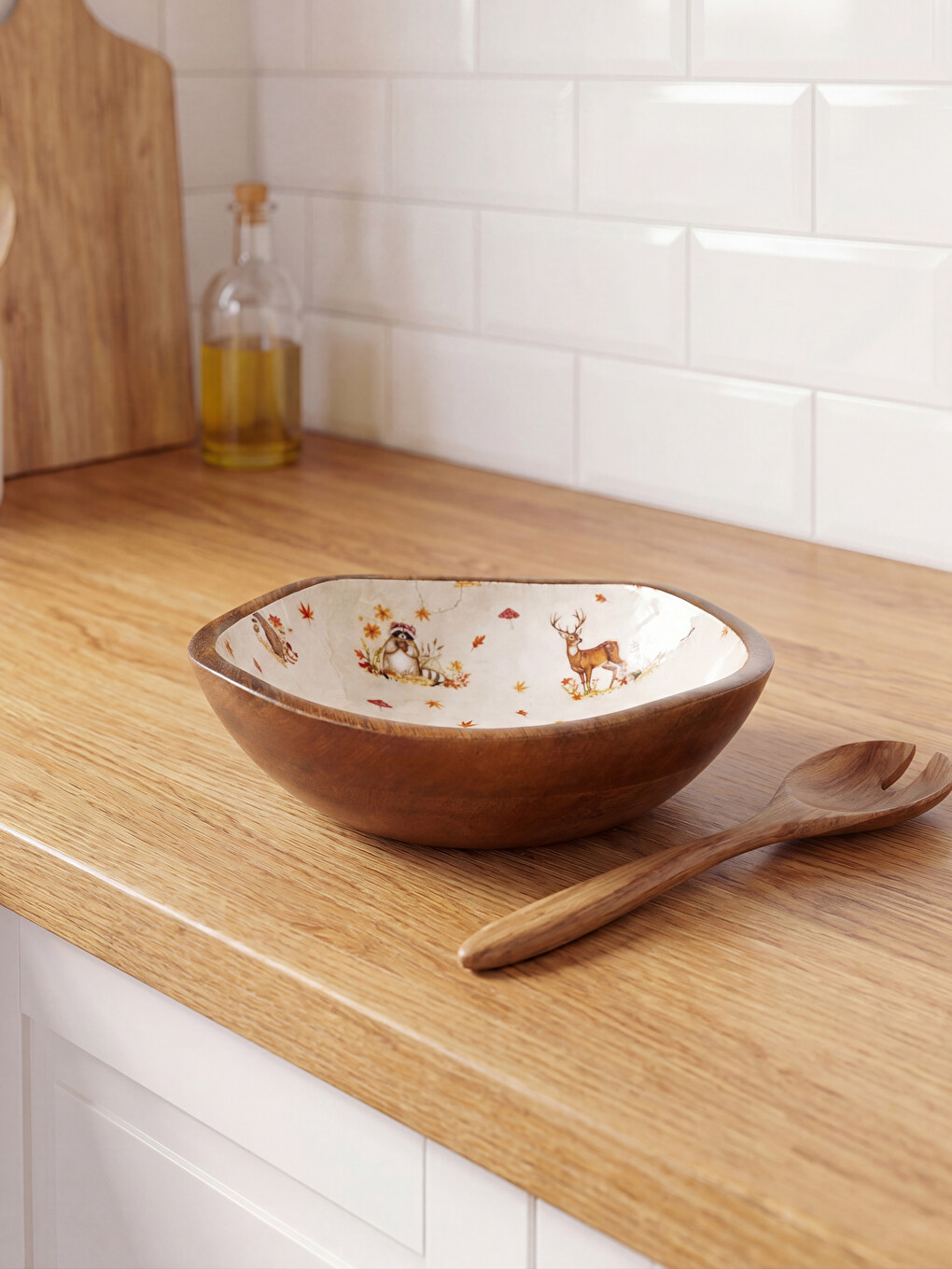 Karışık Ahşap Salata Kasesi-1