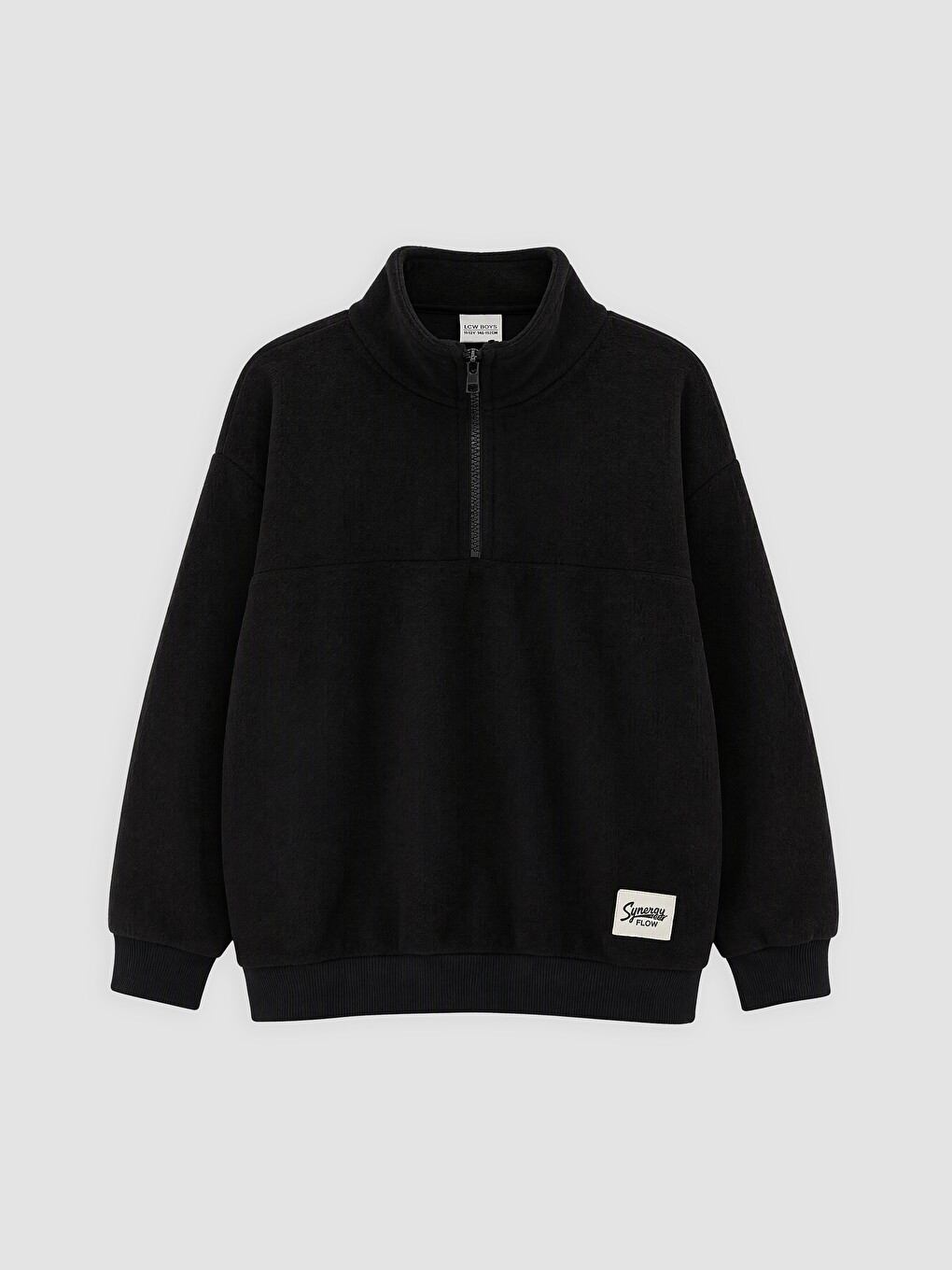 Siyah Dik Yaka Erkek Çocuk Polar Sweatshirt