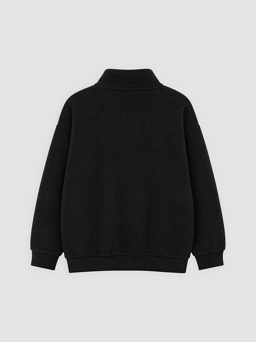 Siyah Dik Yaka Erkek Çocuk Polar Sweatshirt-1