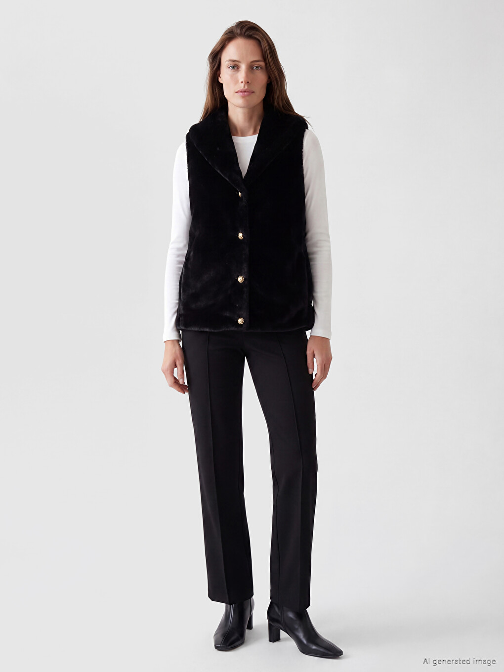 V Neck Women's Fur Gilet-1