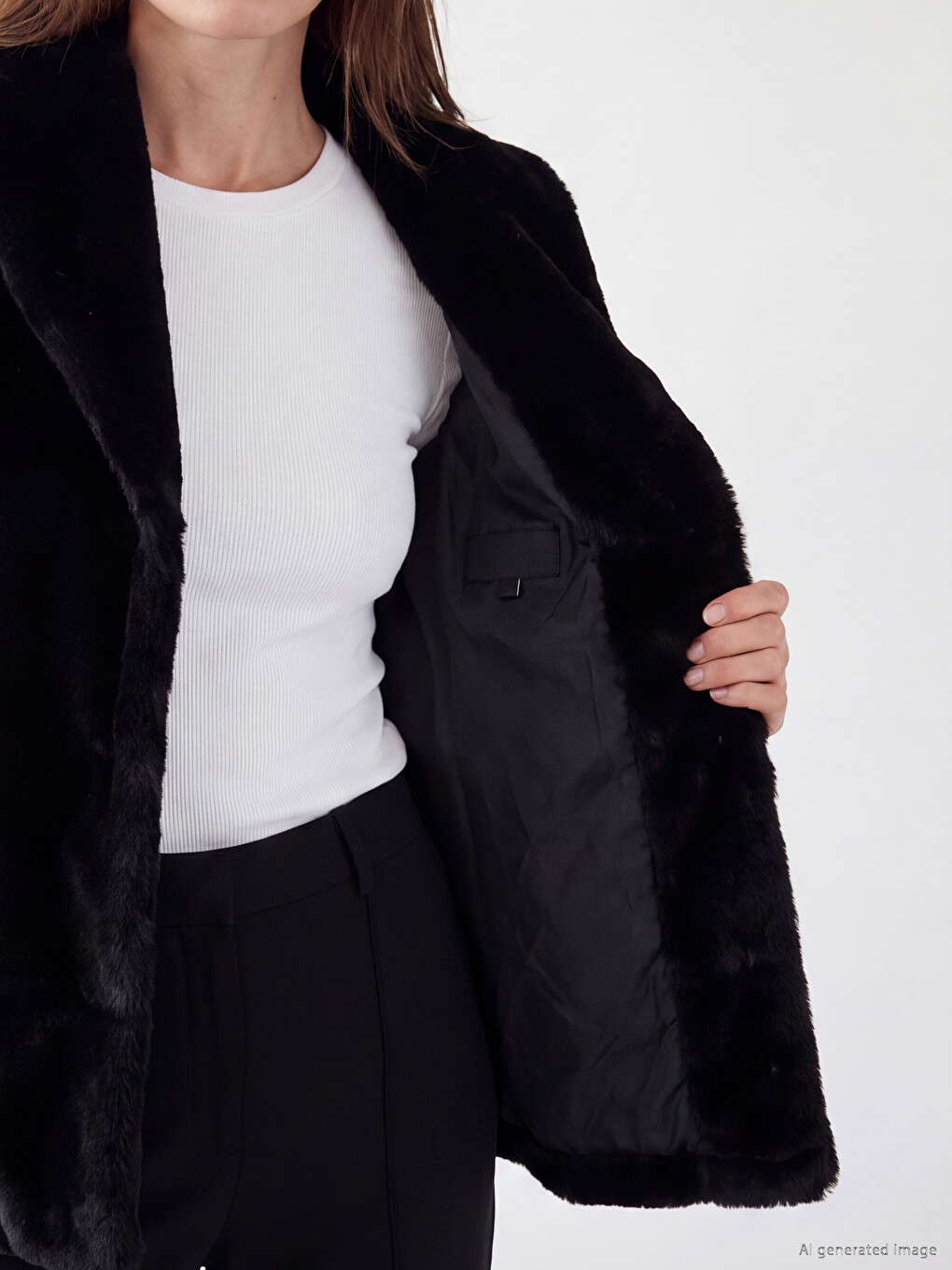 V Neck Women's Fur Gilet-3
