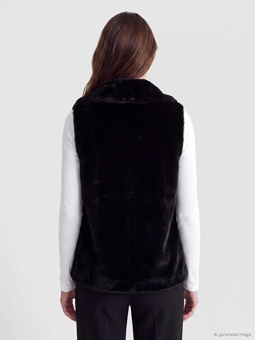 V Neck Women's Fur Gilet-4
