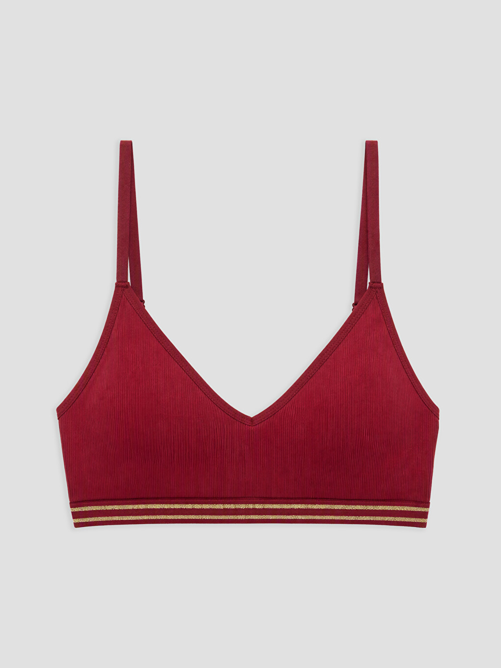Bordo Balensiz Çıkarılabilir Pedli Çizgili Büstiyer 2'li-2