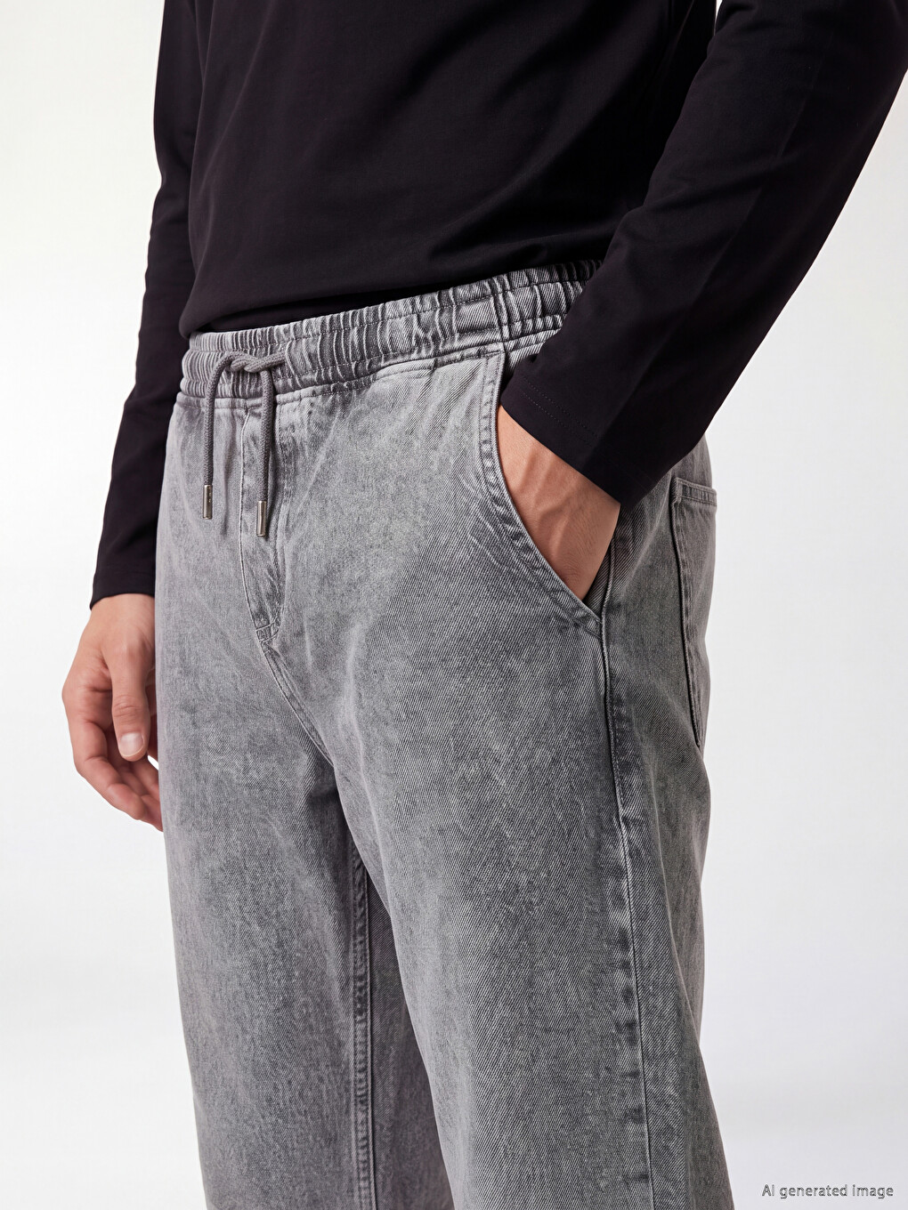 Gri 710 Loose Fit Erkek Jean Pantolon-2