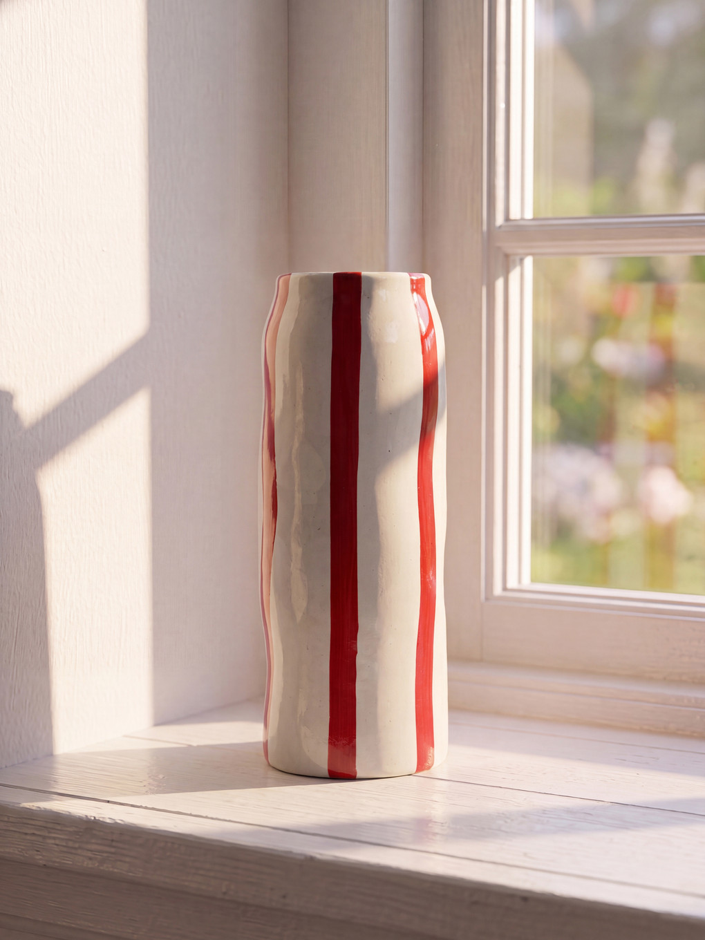 New Year Themed Striped Ceramic Vase