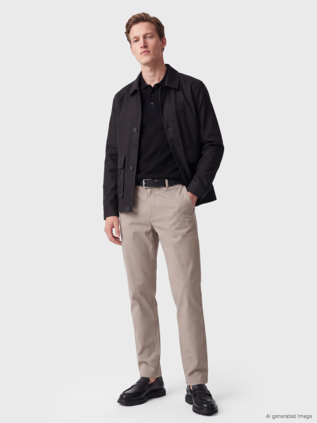 Pantaloni Bărbați Regular Fit Din Gabardină