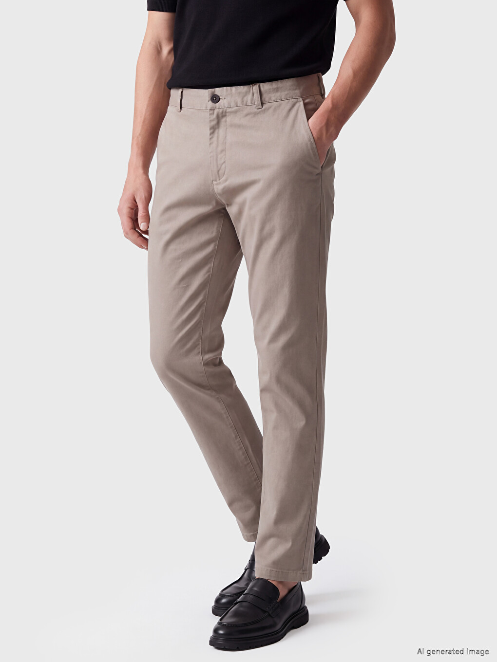Pantaloni Bărbați Regular Fit Din Gabardină-1