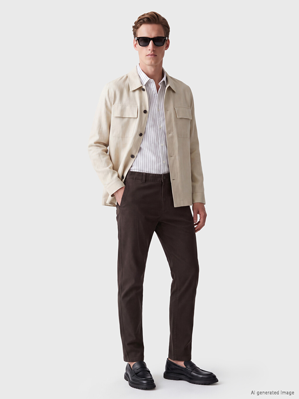 Pantaloni Bărbați Regular Fit Din Gabardină