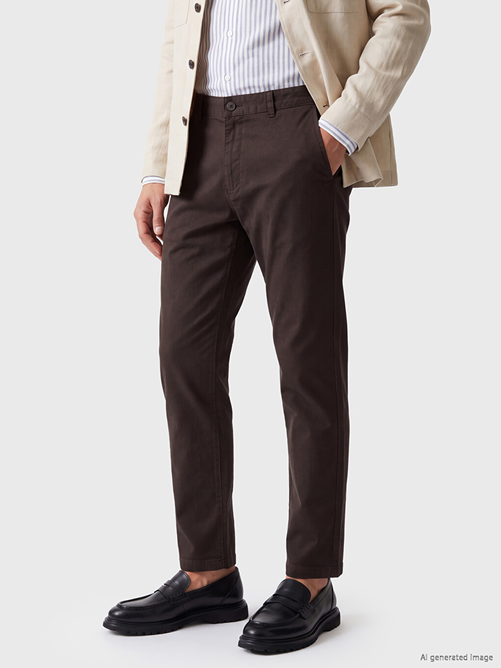 Pantaloni Bărbați Regular Fit Din Gabardină-1