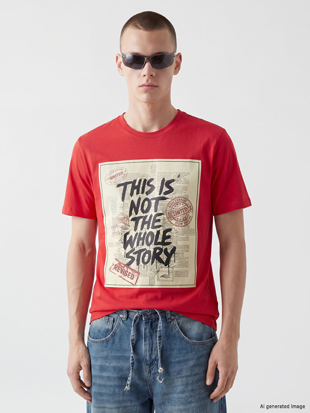 T-shirt E Stampuar Me Jakë Të Rrumbullakët Për Burra