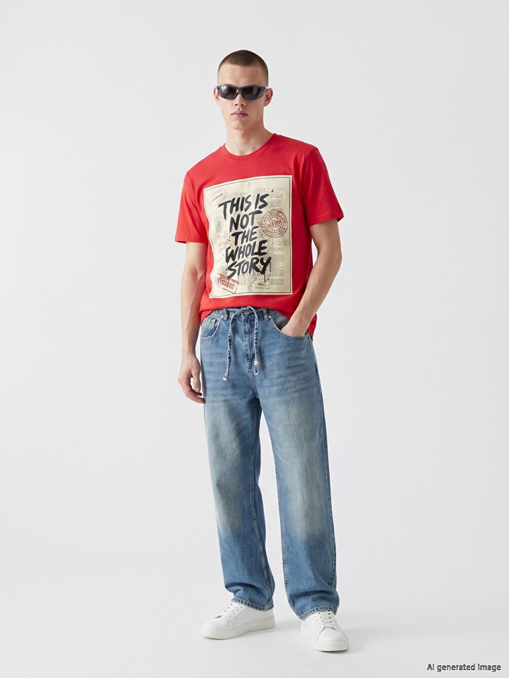 T-shirt E Stampuar Me Jakë Të Rrumbullakët Për Burra-1