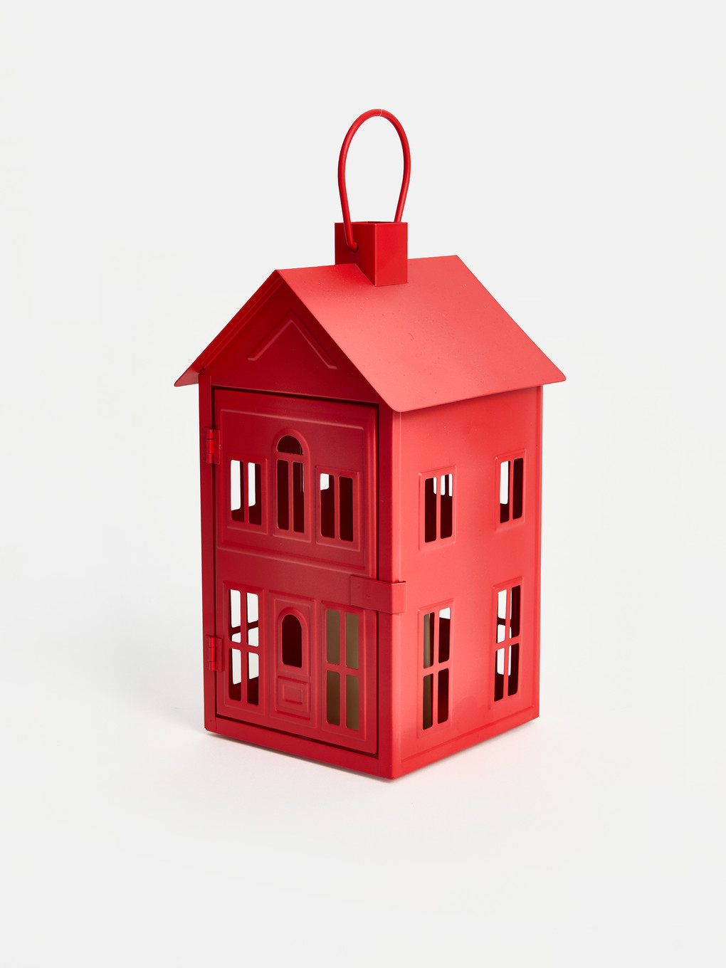 Red House Shaped Led Lighted Lantern-1