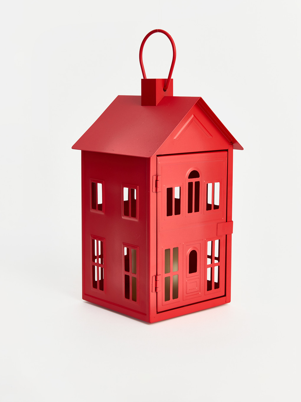 Red House Shaped Led Lighted Lantern-2