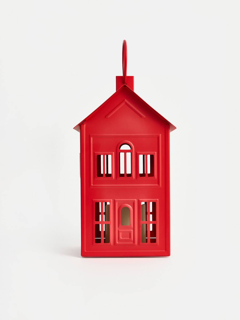 Red House Shaped Led Lighted Lantern-3