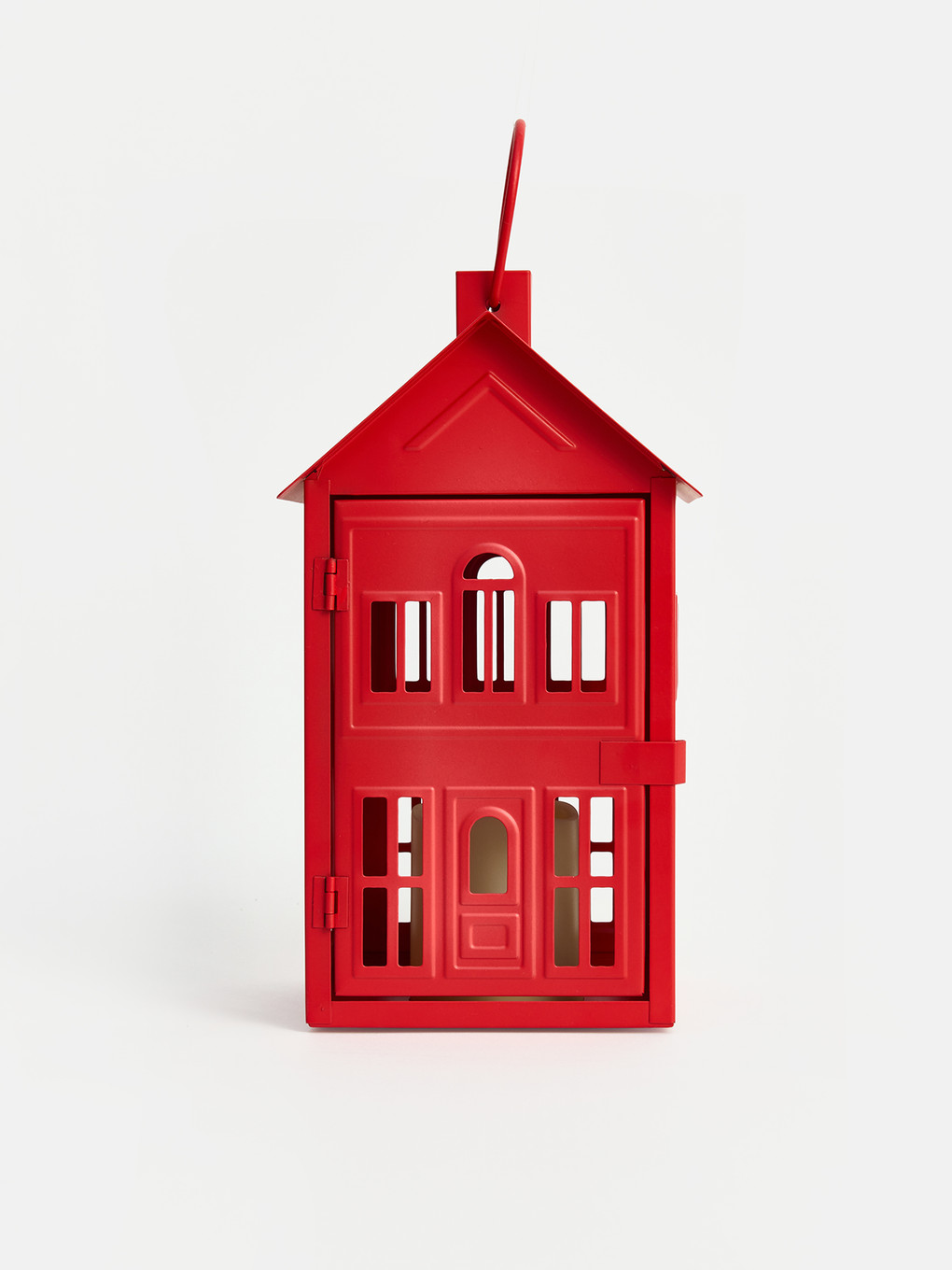 Red House Shaped Led Lighted Lantern-4