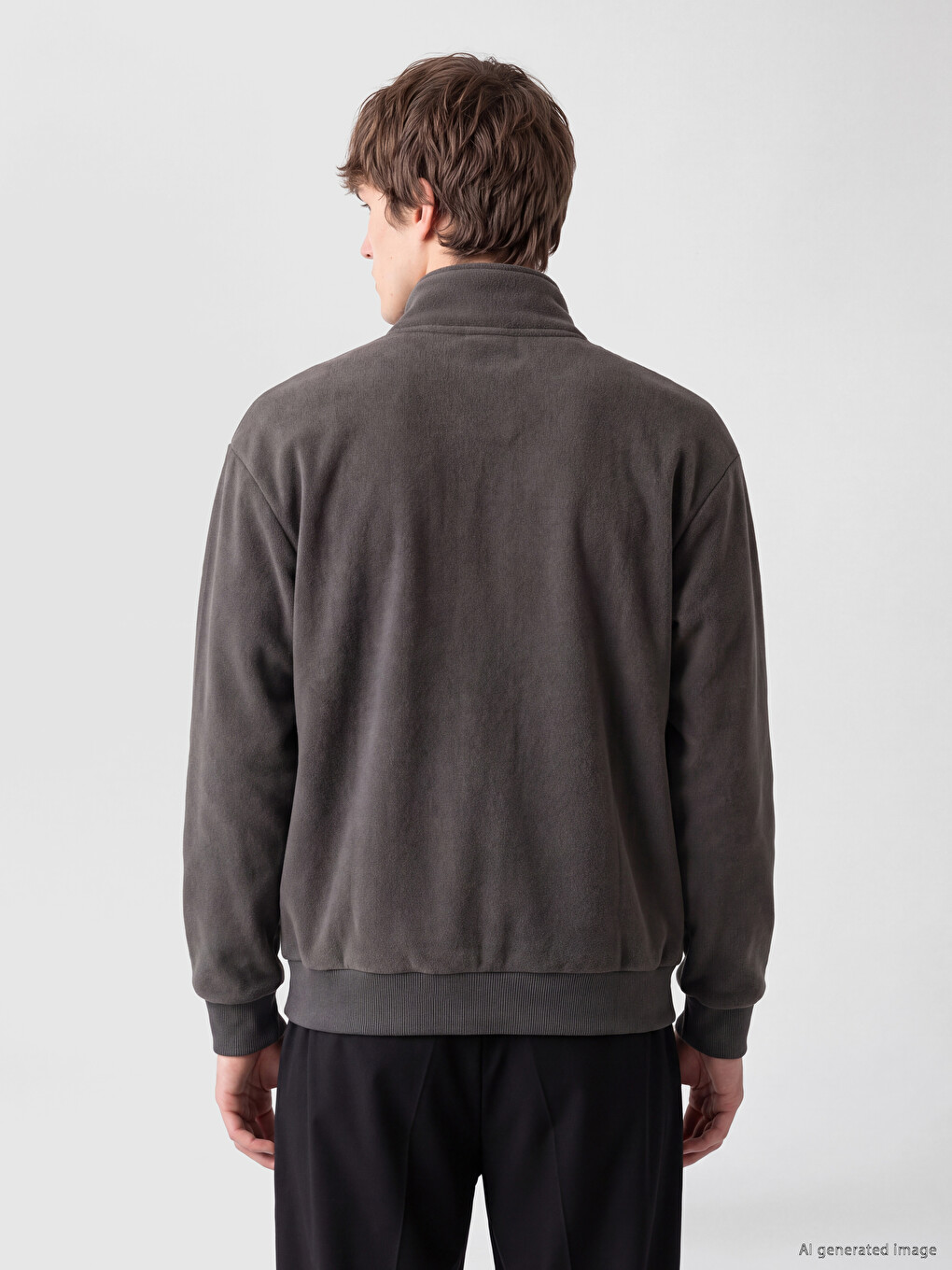 Yarım Fermuarlı Erkek Polar Sweatshirt-3