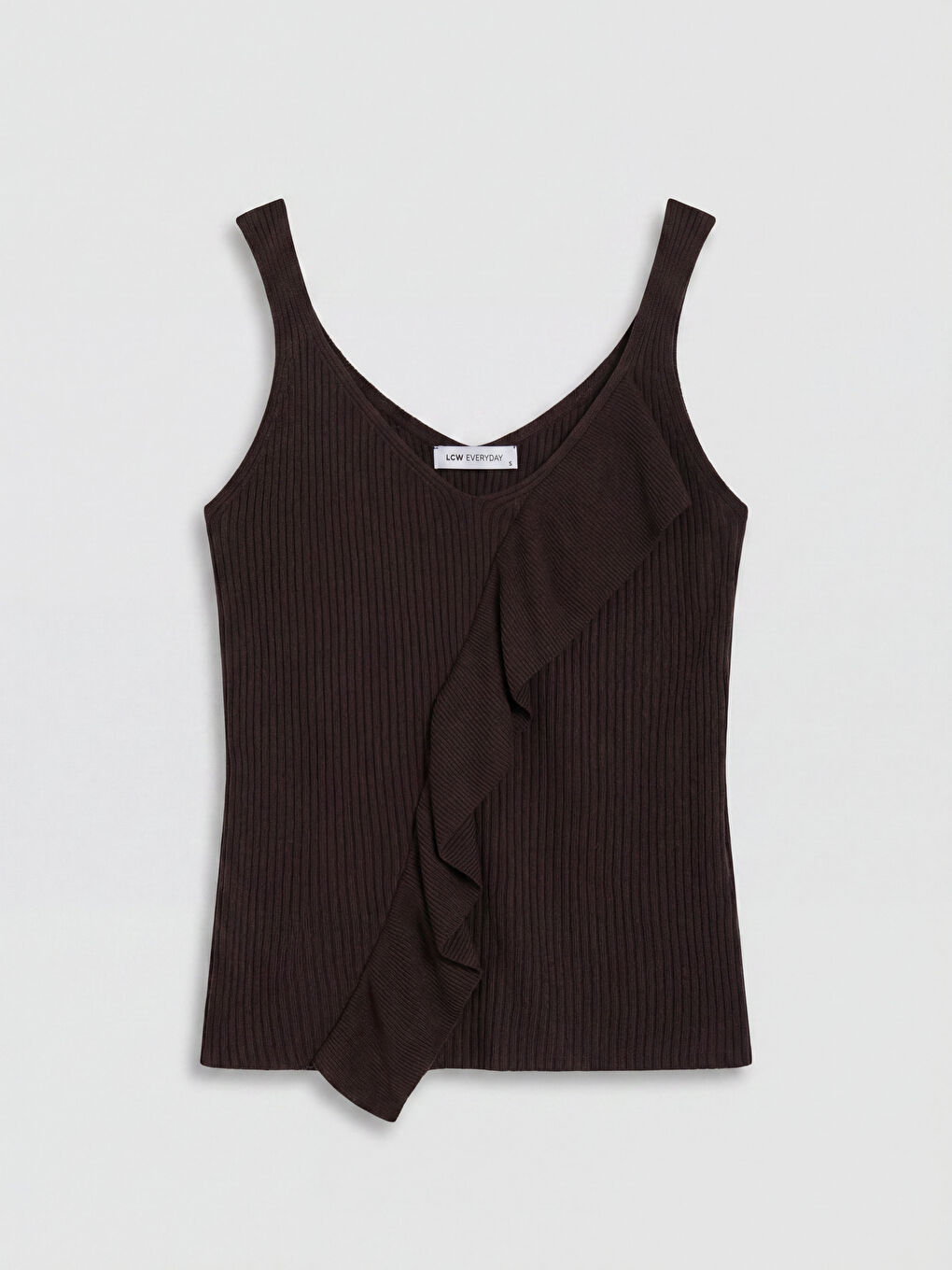 Kahverengi V Yaka Kadın Triko Atlet