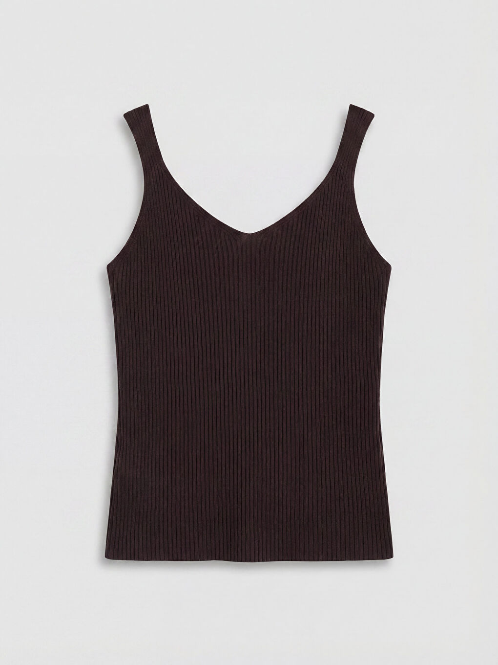 Kahverengi V Yaka Kadın Triko Atlet-1