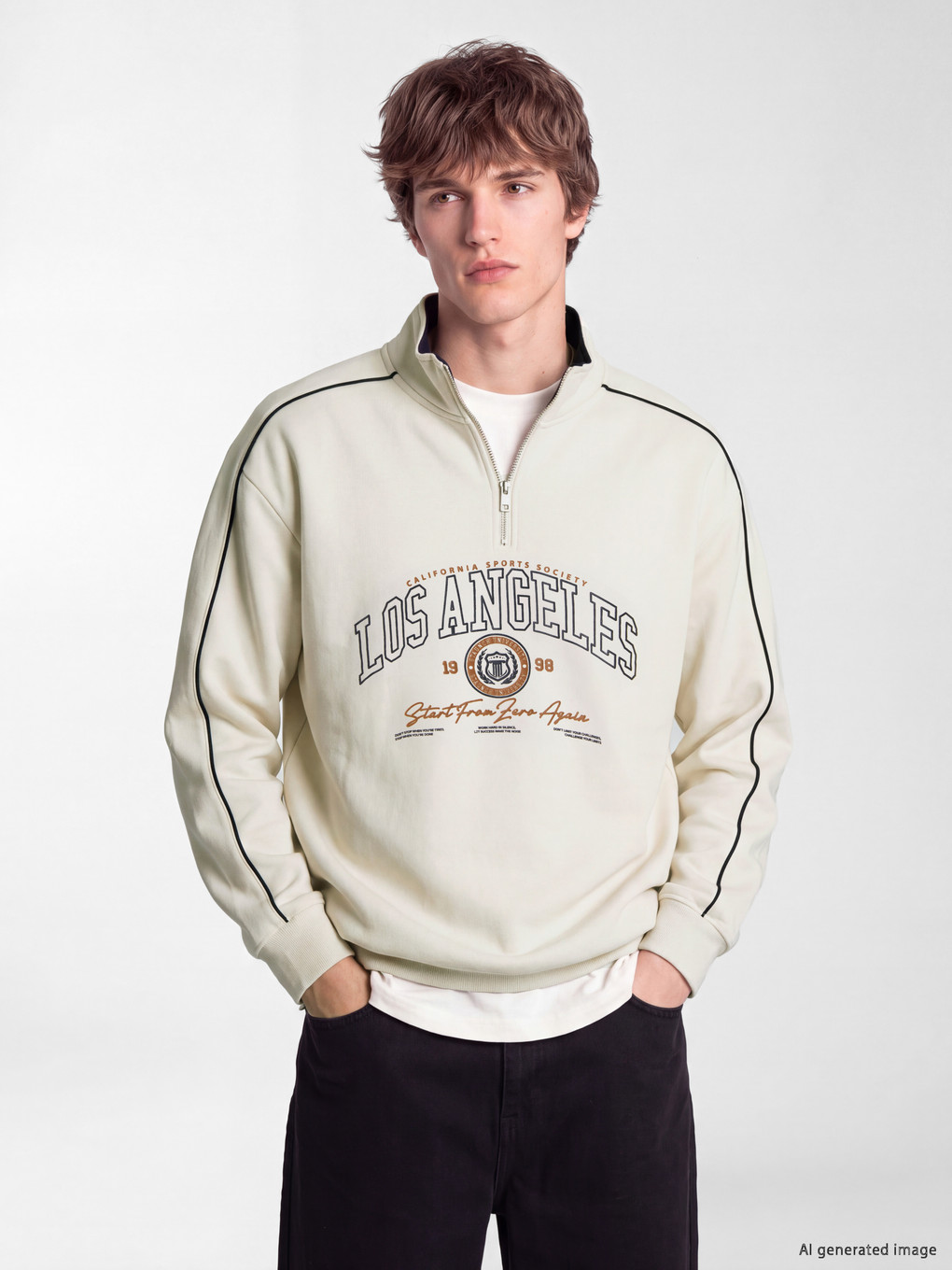 Mock Neck Printed Men's Sweatshirt