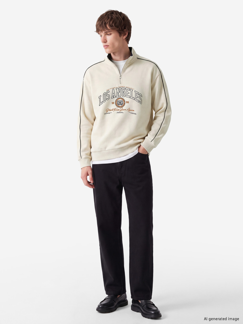 Mock Neck Printed Men's Sweatshirt-1
