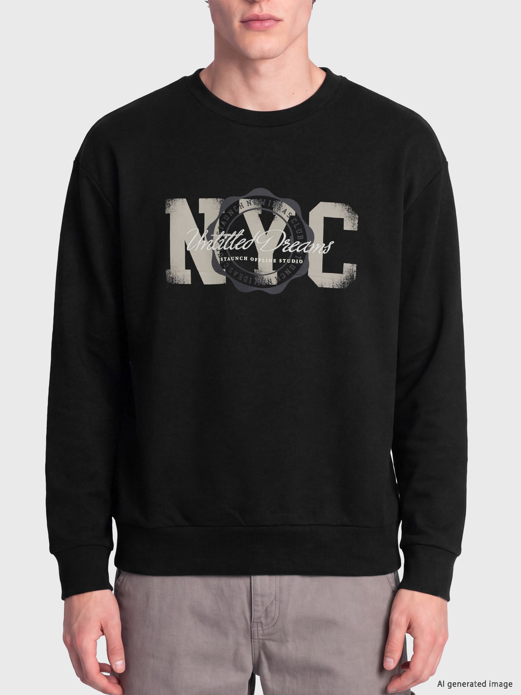 Bluzë Sportive E Trashë Me Print Nyc Për Burra-2