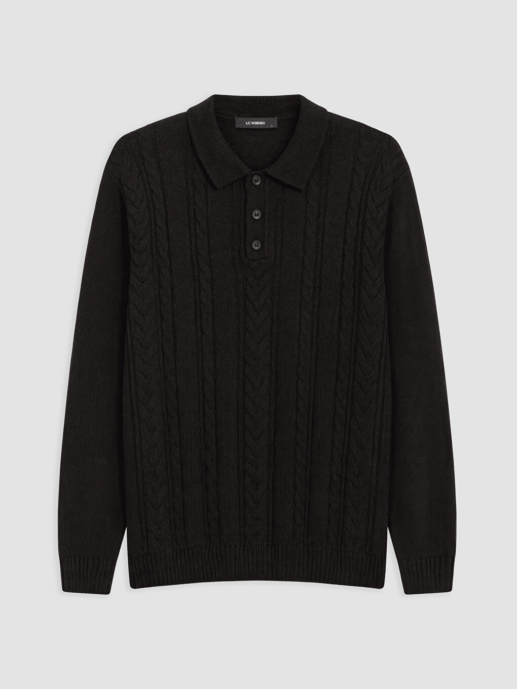 Polo Collar Patterned Men's Knitwear Sweater-3