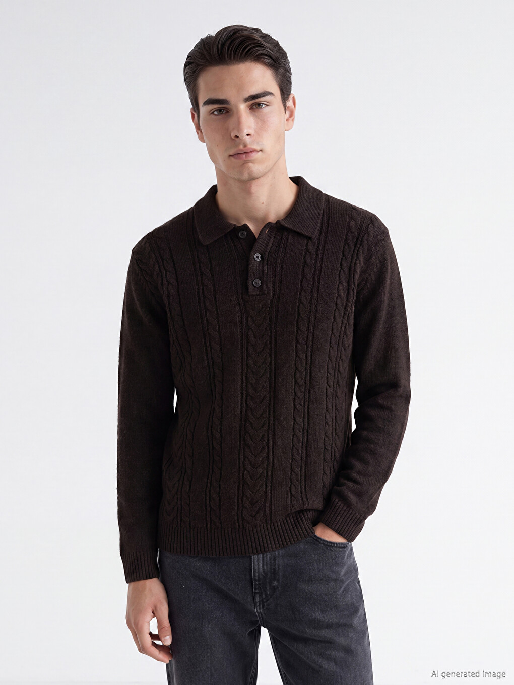 Polo Collar Patterned Men's Knitwear Sweater