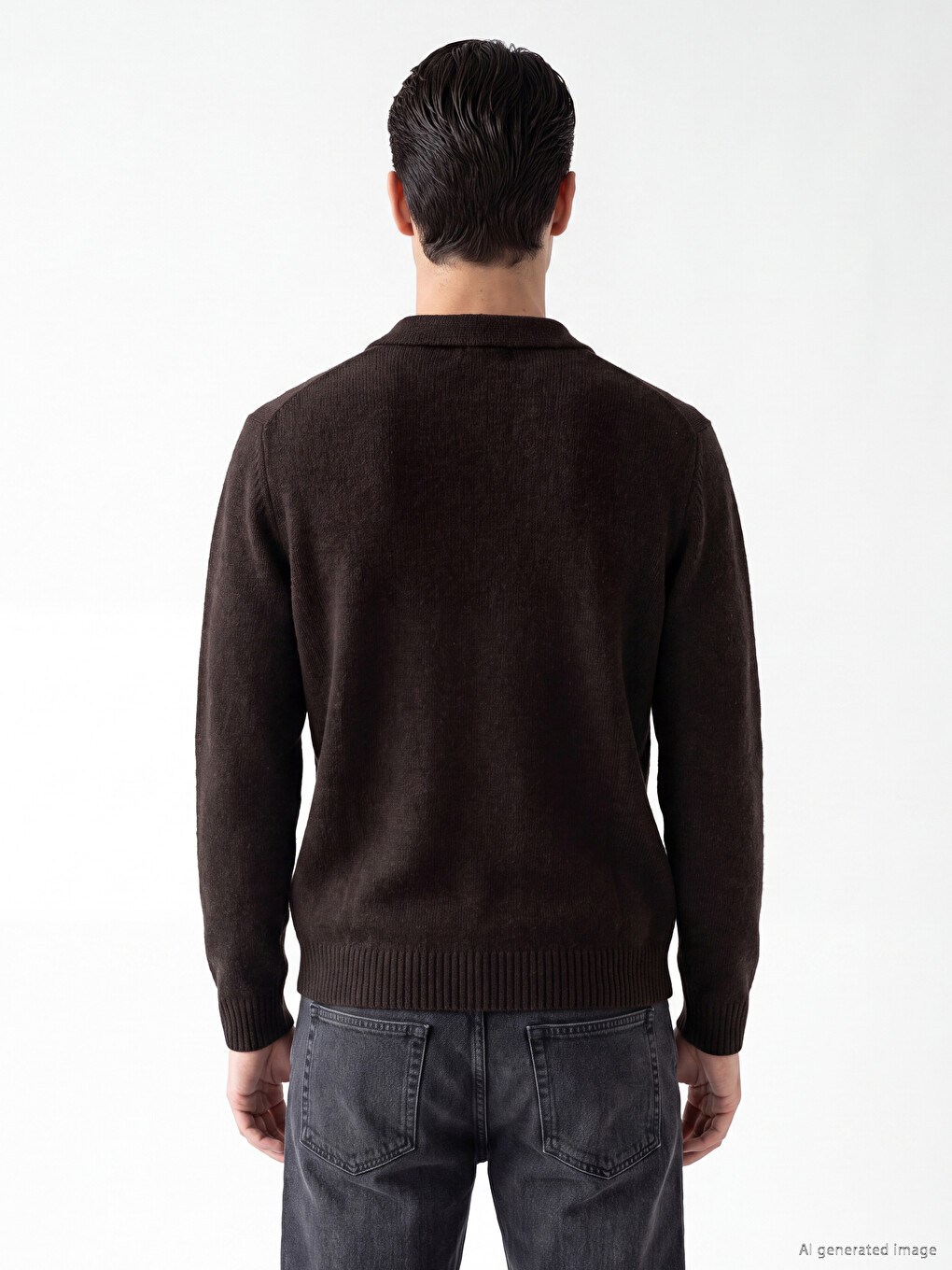 Polo Collar Patterned Men's Knitwear Sweater-2