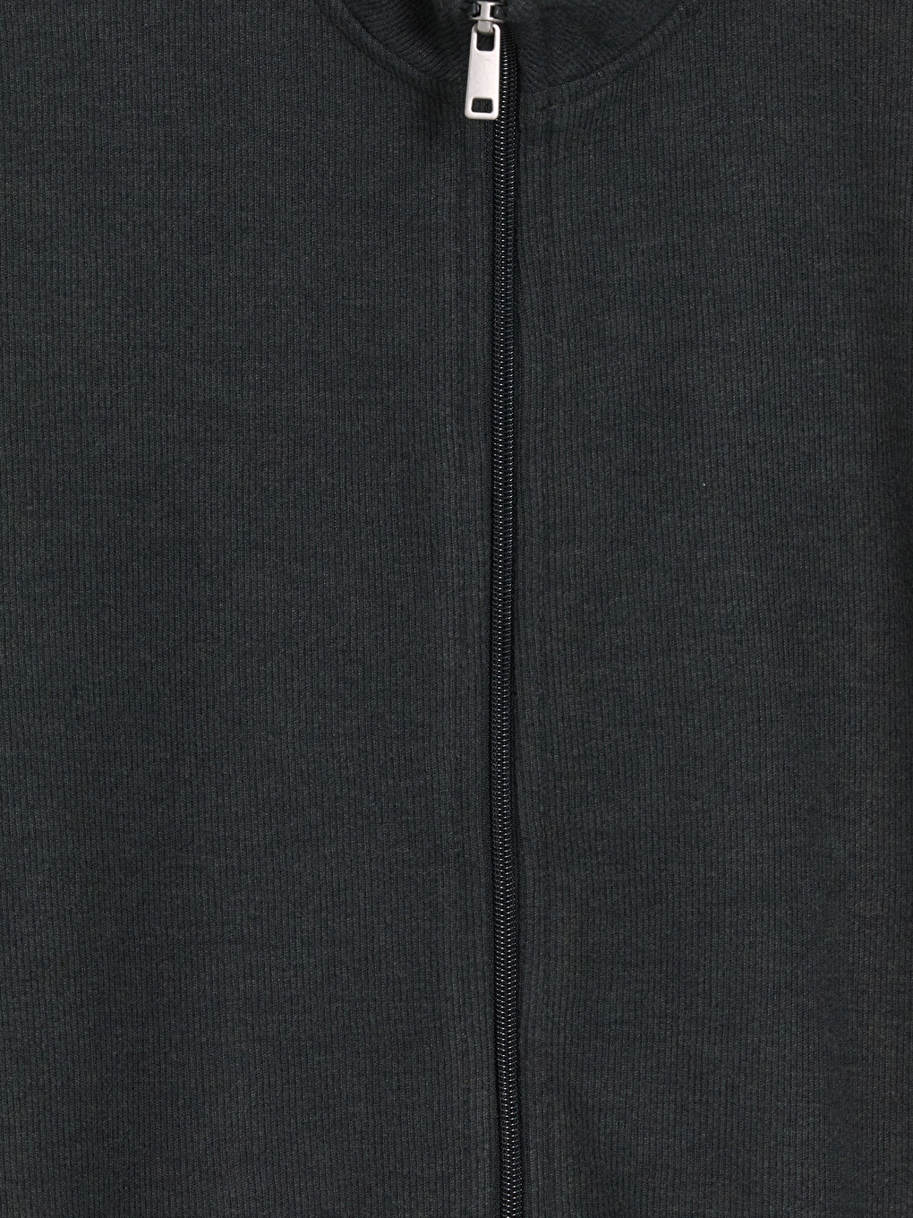 Haki Dik Yaka Erkek Fermuarlı Sweatshirt-4