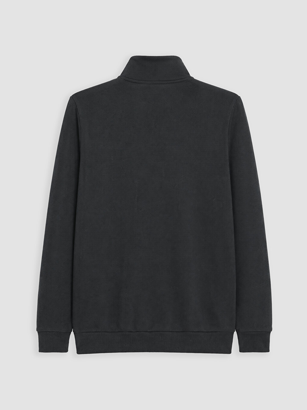Haki Dik Yaka Erkek Fermuarlı Sweatshirt-5