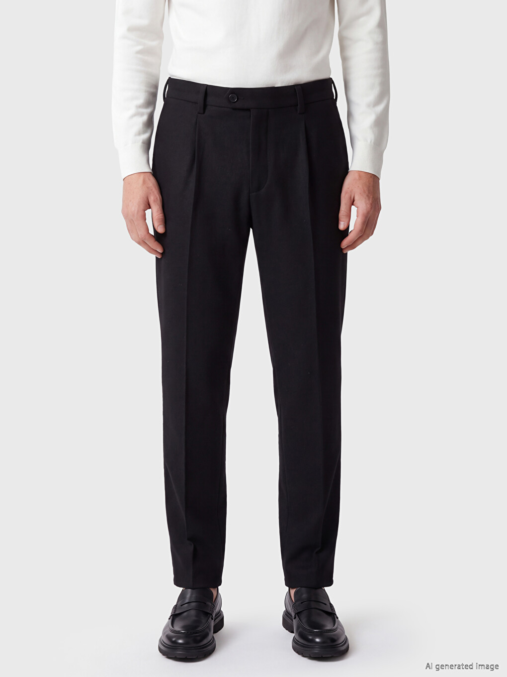 Regular Fit Men's Pleated Fabric Trousers-1