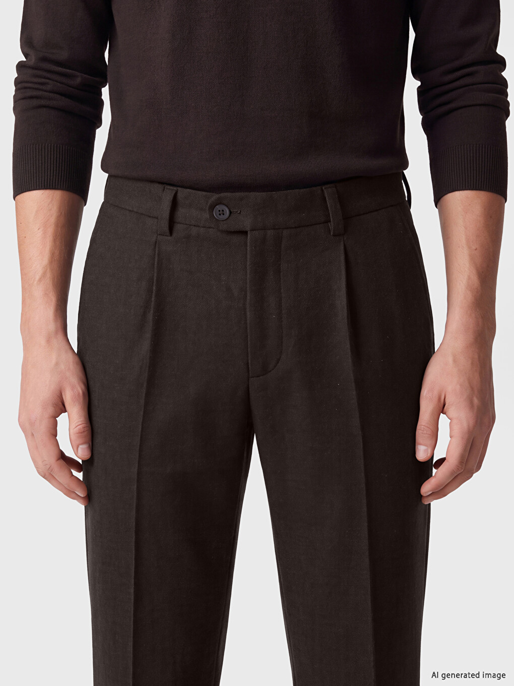 Pantaloni Regular Fit Bărbați Din Țesătură Plisată-2