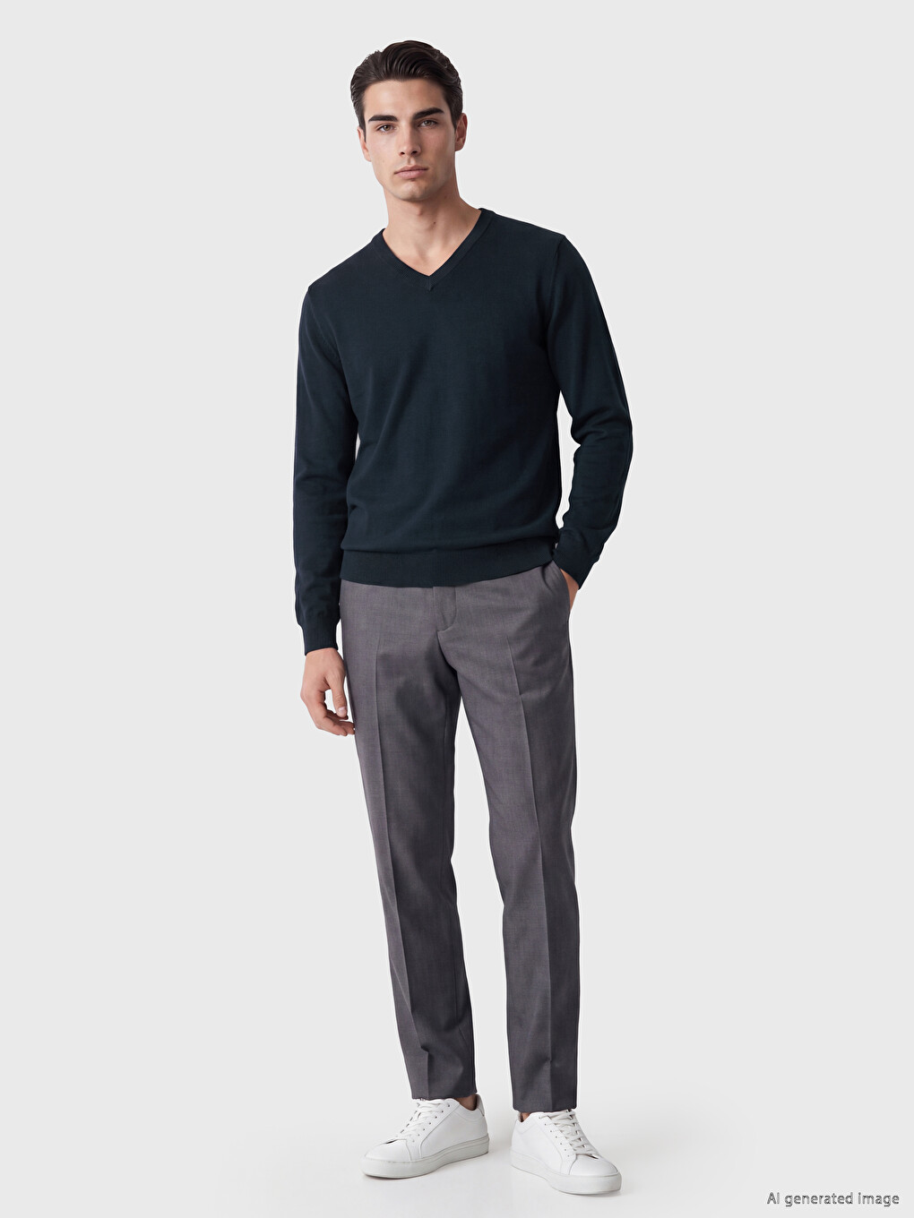 V Neck Men's Knitwear Sweater-1