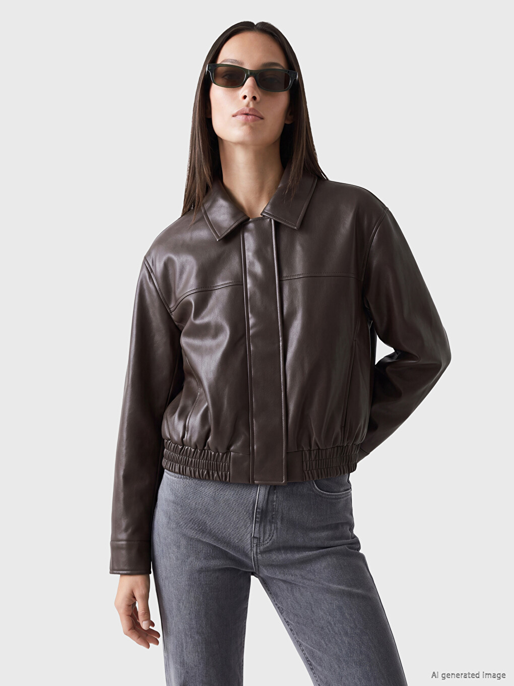 Frau Braun Kunstlederjacke