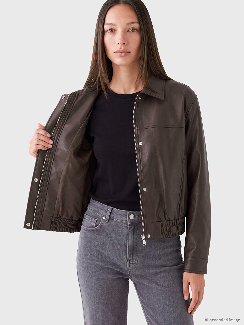 Frau Braun Kunstlederjacke-3