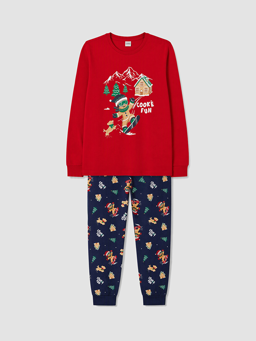 Kırmızı Yılbaşı Temalı Erkek Çocuk Pijama Takım